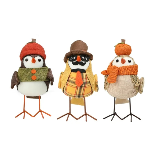 Way to Celebrate Harvest Fabric Bird Set of 3Tabletop Decoration, 7.09"H - Walmart.com | Walmart (US)
