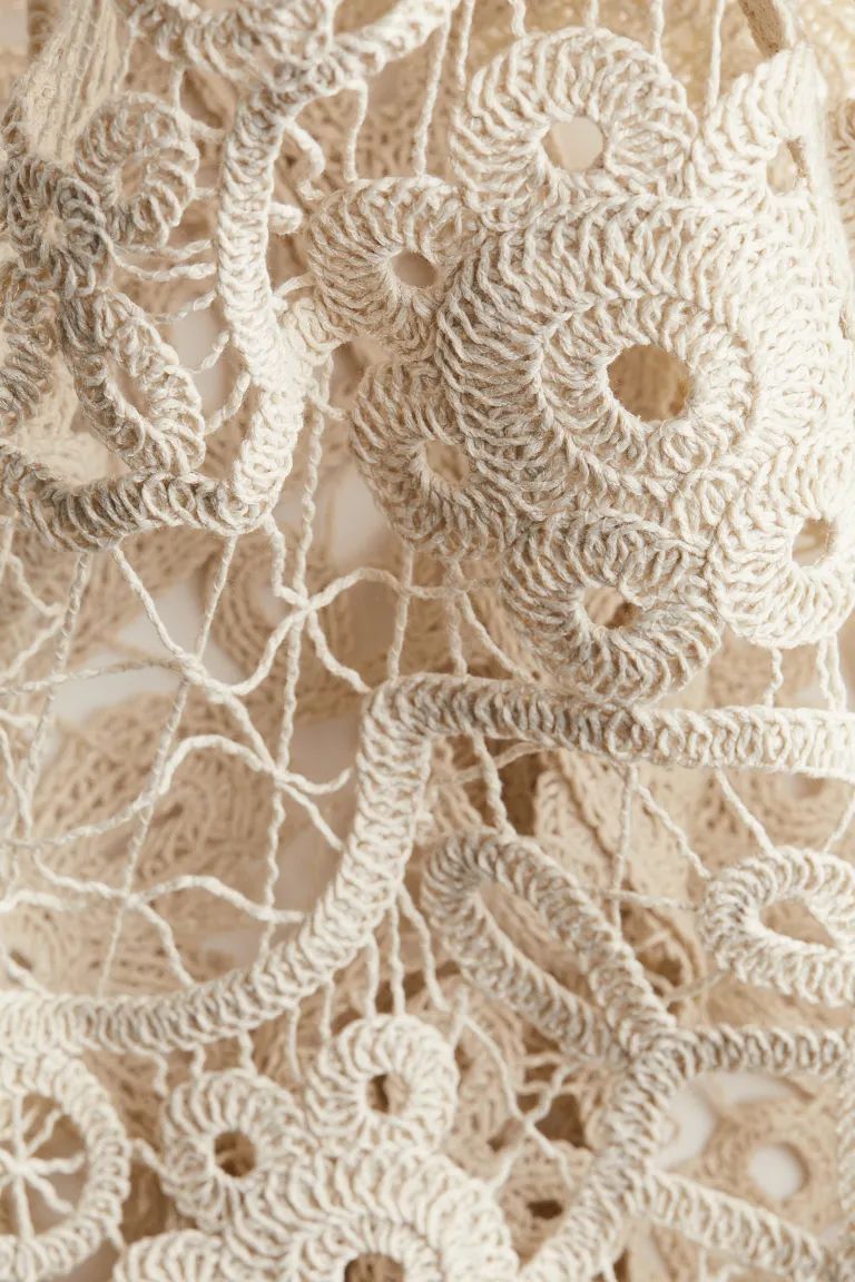 Crochet-look Beach Dress - Round Neck - Sleeveless - Light beige - Ladies | H&M US | H&M (US + CA)