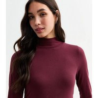Burgundy High Neck Ruched Long Sleeve Top New Look | New Look (UK)