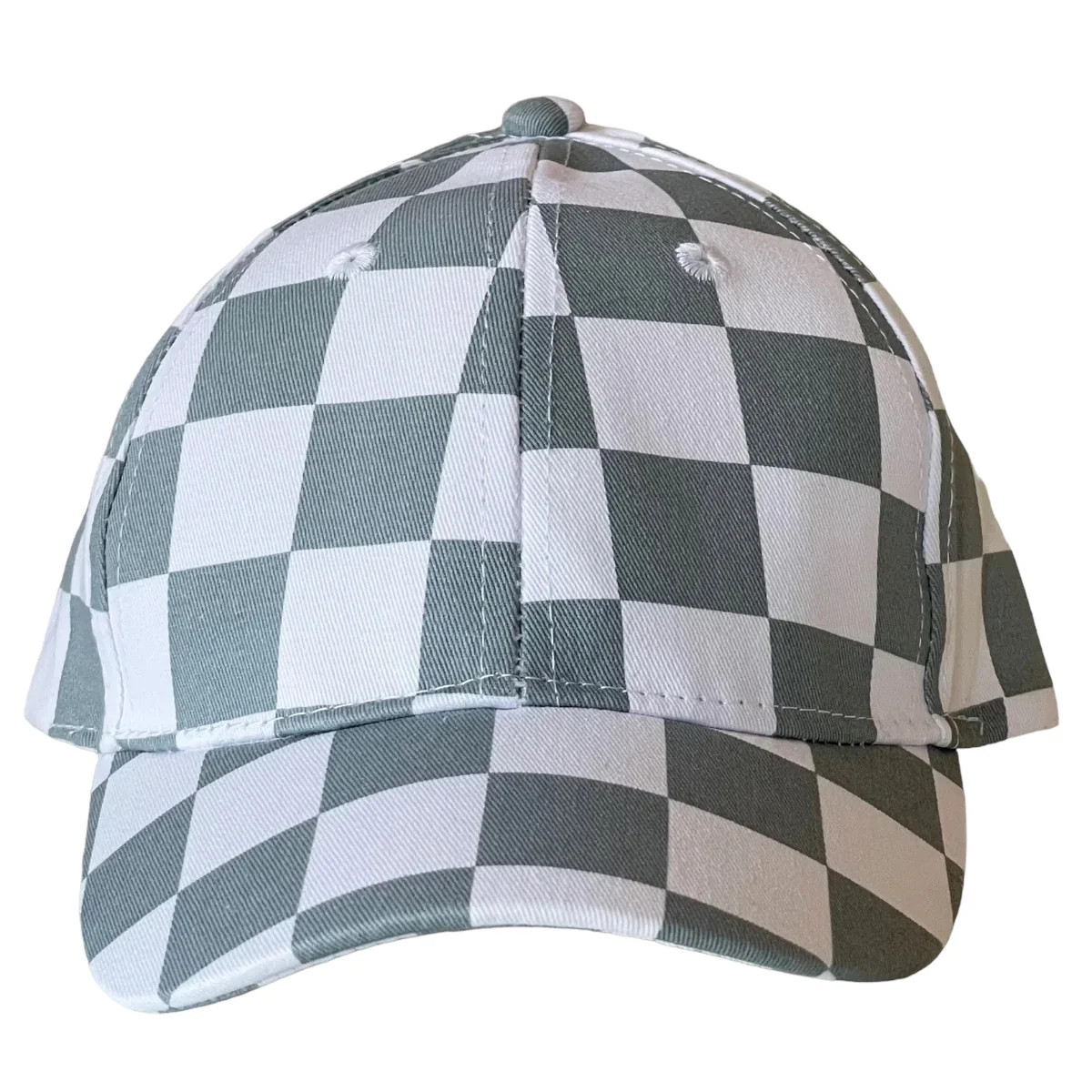Kids Baseball Hat, Stone Blue Checkerboard | SpearmintLOVE