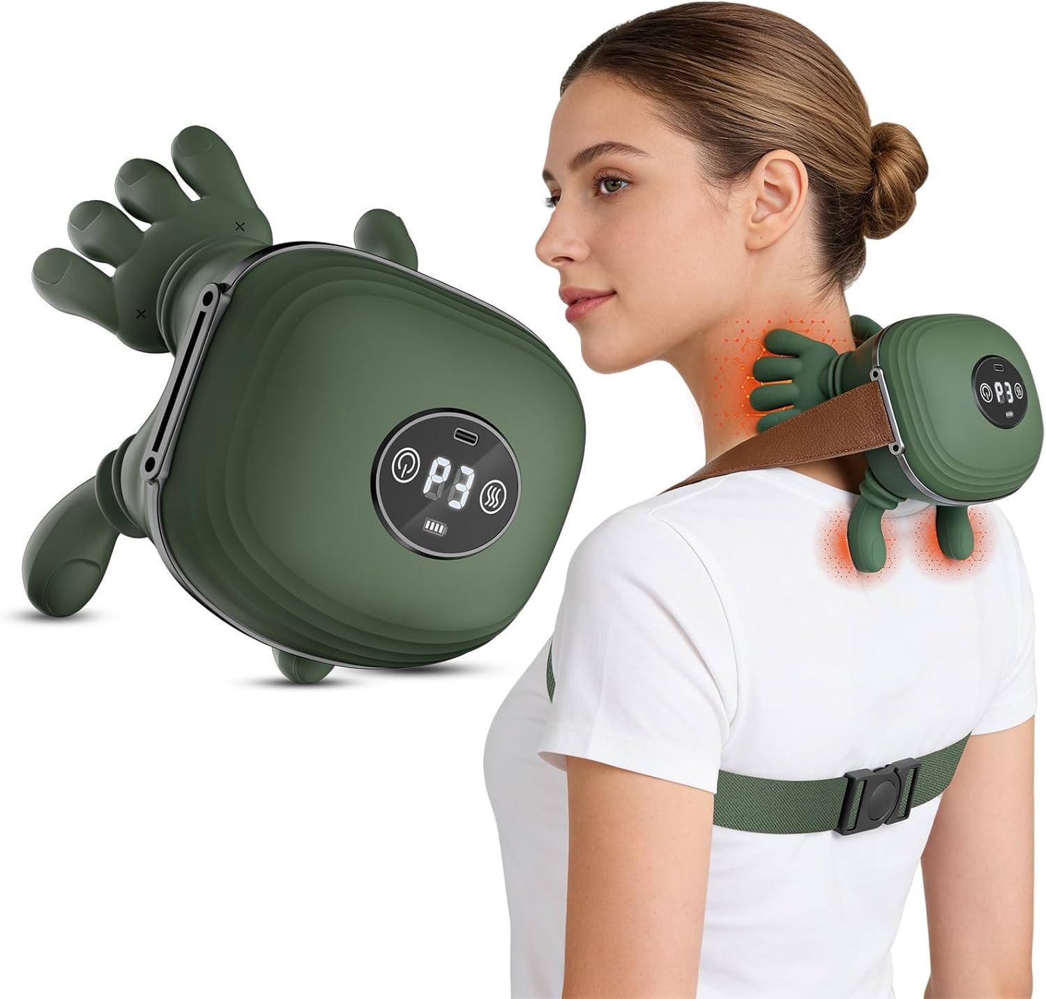 Human-Like Neck Massager with Heat for Pain Relief Deep Tissue, Cordless 4D Kneading Neck and Shoulder Massager with Bionic Fingers Massage and Screen, Ideal Gifts for Women Men | Amazon (US)