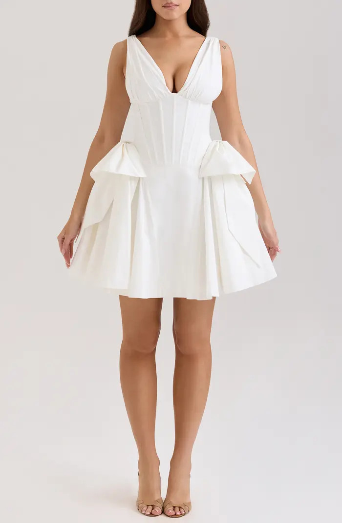 Amalia Twin Bow Stretch Cotton Cocktail Minidress | Nordstrom
