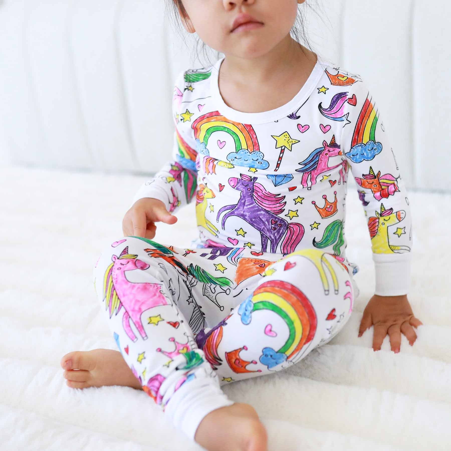 Colorable Two Piece Pajama Set | Enchanted Unicorns | Caden Lane