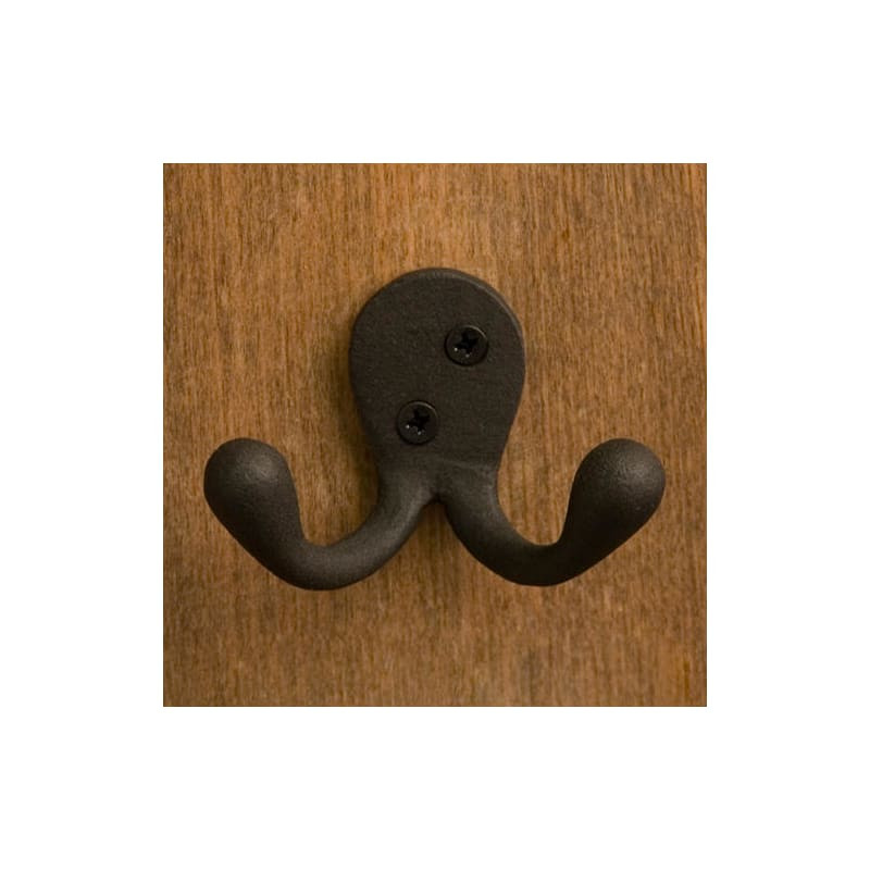 Signature Hardware 915723 Small Iron Double Hook Black Powder Coat Hooks Coat and Hat Hooks | Build.com, Inc.