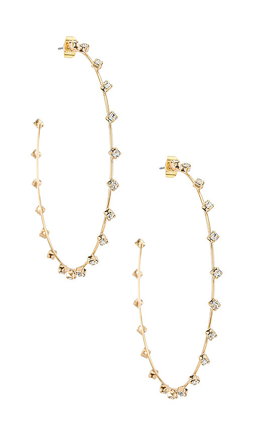 Rhinestone Hoop Earrings in Gold | Revolve Clothing (Global)
