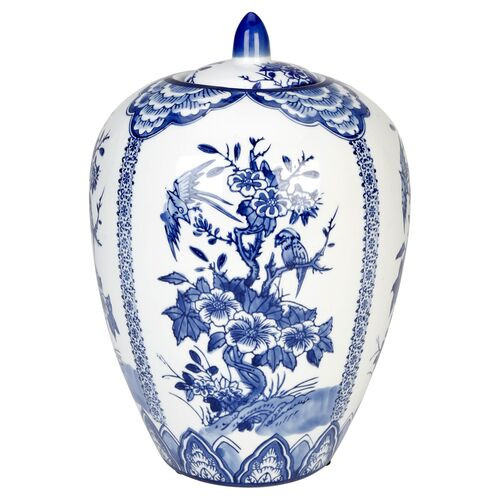 Blue & White Floral Jar | One Kings Lane