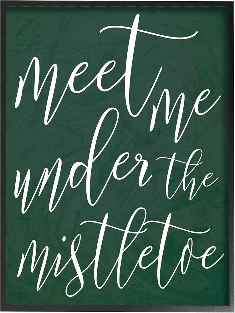 Stupell Industries Meet Me Under The Mistletoe Christmas Black Framed Wall Art, 16 x 20, Multi-Co... | Amazon (US)