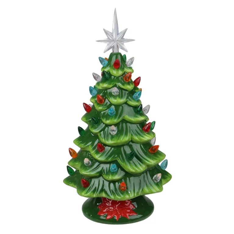13" LED Lighted Retro Table Top Christmas Tree with Star Topper | Walmart (US)