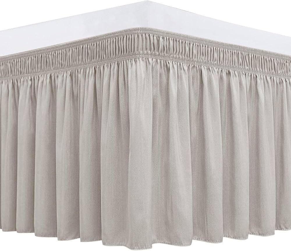 Biscaynebay Wrap Around Bed Skirts for King & Cal King Beds 15" Drop, Camel Grey Adjustable Elast... | Amazon (US)