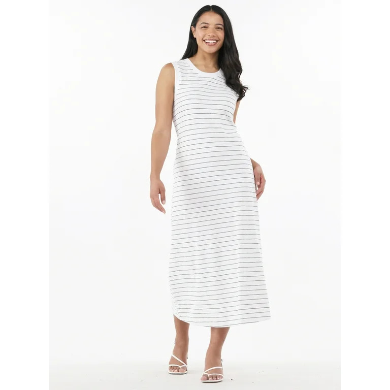 Time and Tru Women's and Women's Plus Slub Cotton Tank Midi Dress, Sizes XS-XXXL | Walmart (US)