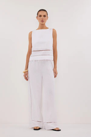 LINDSAY WHITE LINEN PANT | DISSH