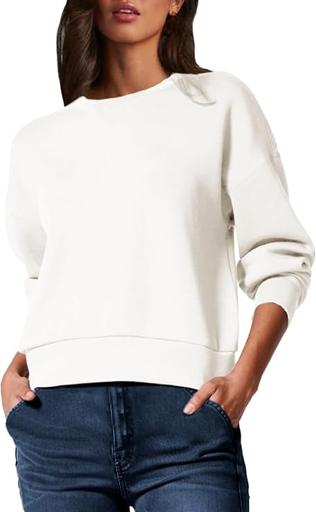 Glamaker Women's Striped Crewneck Sweatshirt Pullover Casual Long Sleeve Cropped Shirts Loose Fit... | Amazon (US)