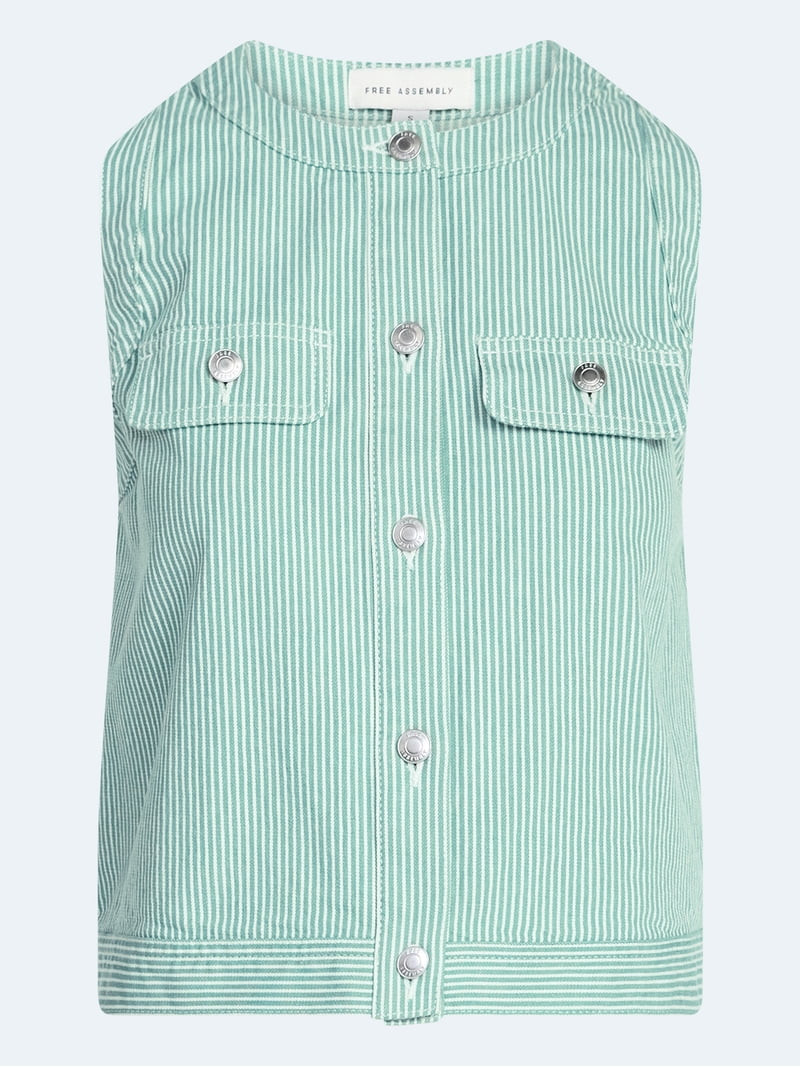 Free Assembly Women's and Women's Plus Sleeveless Button Front Top, Sizes XS-4X | Walmart (US)