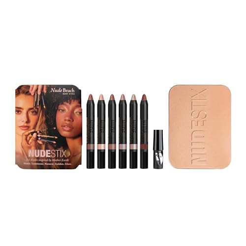 Nudestix Nude Beach 6-Piece Eye Palette – Cream Eyeshadow Pencil Set in Matte & Luminous Finishes | Long-Wear, Vegan Eye Crayons in Nude, Bronze & Rose Gold Tones | Limited Edition Collector Tin | Amazon (US)