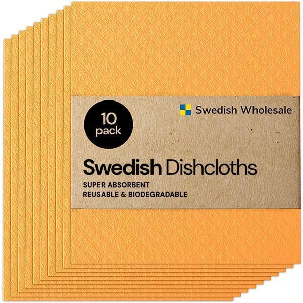 Swedish Wholesale Dishcloths Reusable 8" x 7" Sponge Cloths, Bulk 10 Pack of High Absorbent Cellu... | Amazon (US)
