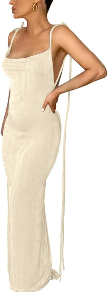 Vssjavun Women’s Summer Spaghetti Strap Sexy Sleeveless Backless Bodycon Party Club Cocktail Dr... | Amazon (US)