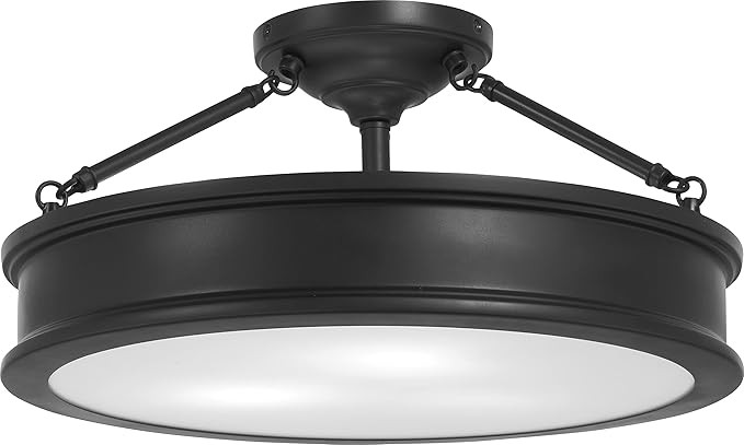 Minka Lavery 4177-66A Harbour Point Drum Semi Flush Mount Ceiling Light, 3-Light 300 Total Watts,... | Amazon (US)