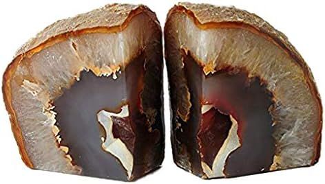 AMOYSTONE Agate Book Ends Shelves Decorative Geode Bookend Large Crystal Bookends Quartz Decor Na... | Amazon (US)