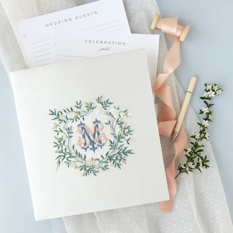 Custom Monogram Guest Book Guest Sign in Book Removable - Etsy | Etsy (US)