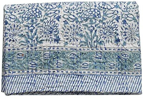 Indian Hand Block Print Queen Kantha Quilt Cotton Kantha Throw Bedspread Vintage Quilt Boho Quilt... | Walmart (US)