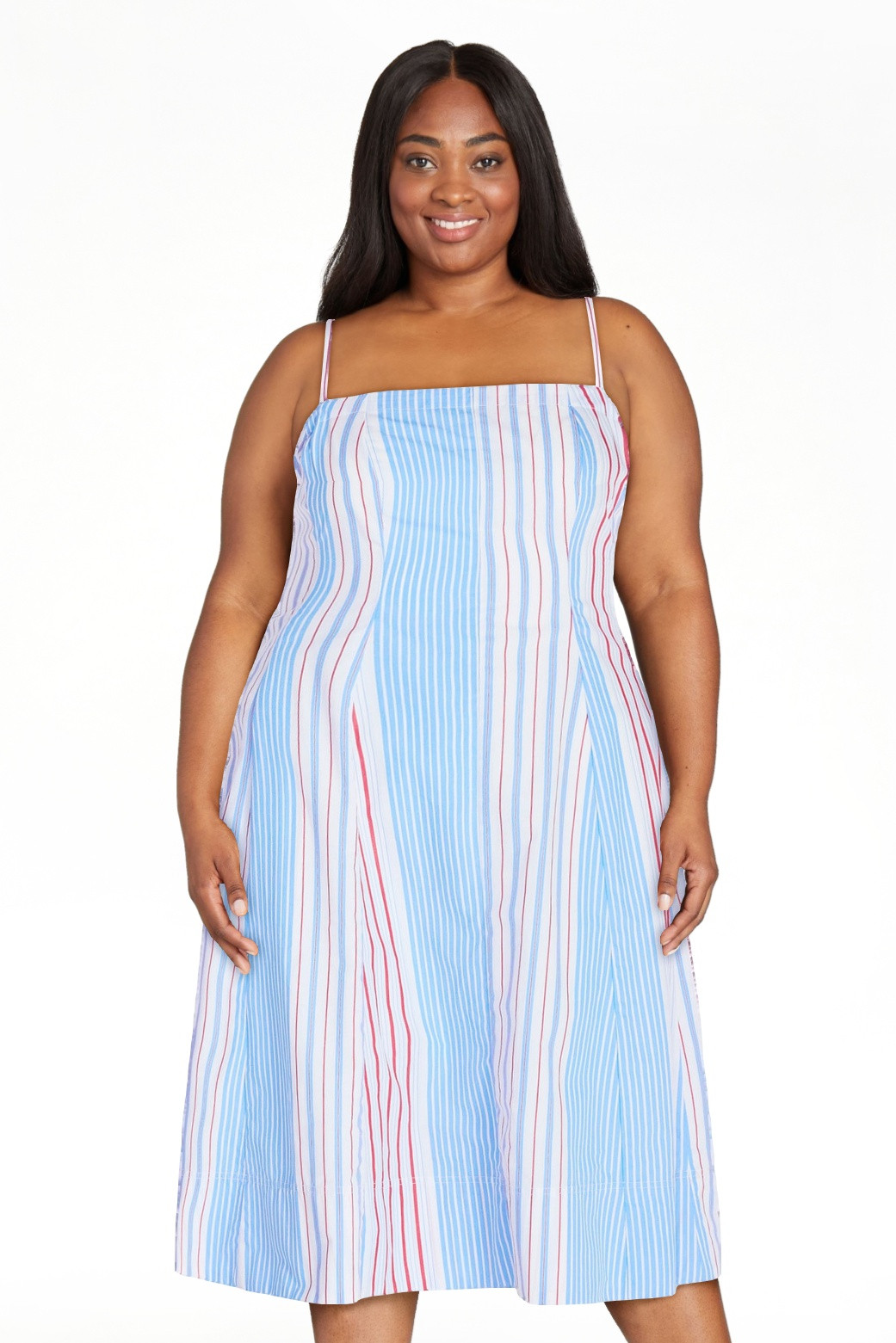 Free Assembly Women's and Women's Plus Sleeveless Cotton Panel Midi Dress, Sizes XS-4X | Walmart (US)