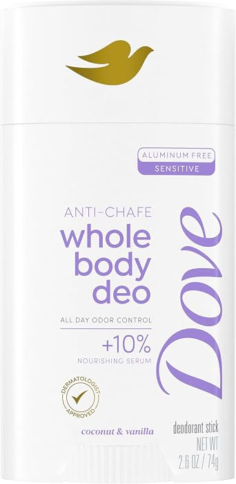Dove Whole Body Deo Aluminum Free Anti-Chafe Deodorant Stick Coconut & Vanilla for 72h Odor Contr... | Amazon (US)
