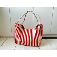 striped Summer Canvas Jute Tote Bag | Etsy (US)