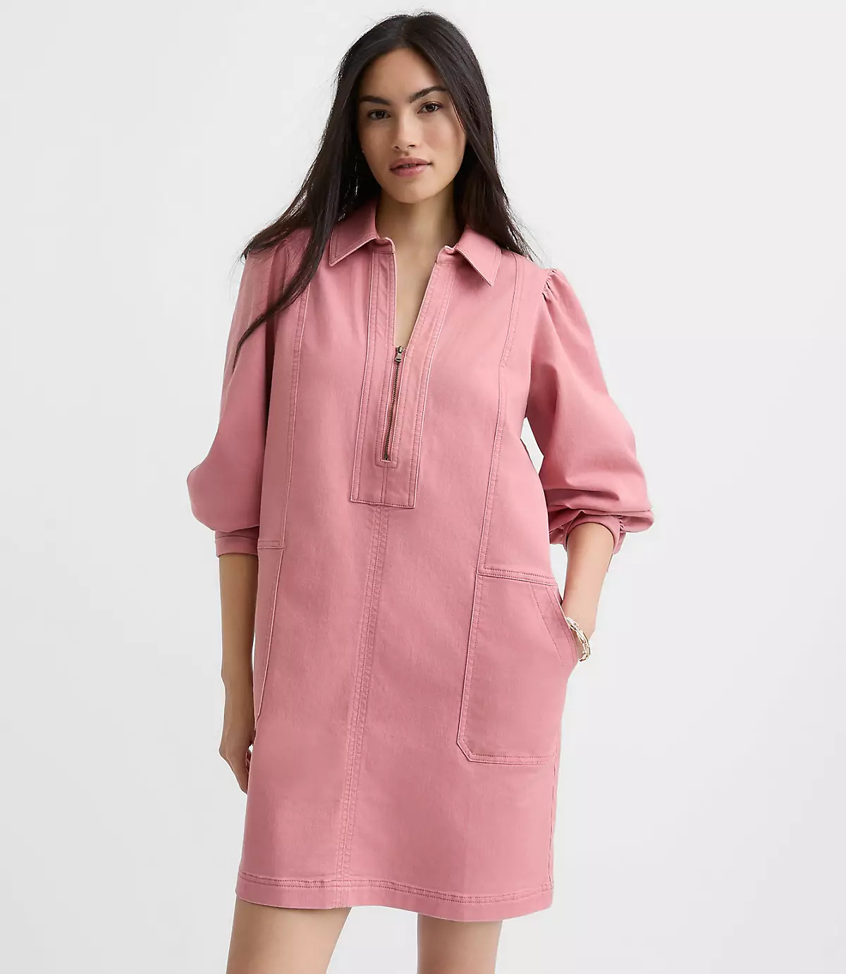 Seamed Zip Mini Pocket Dress | LOFT