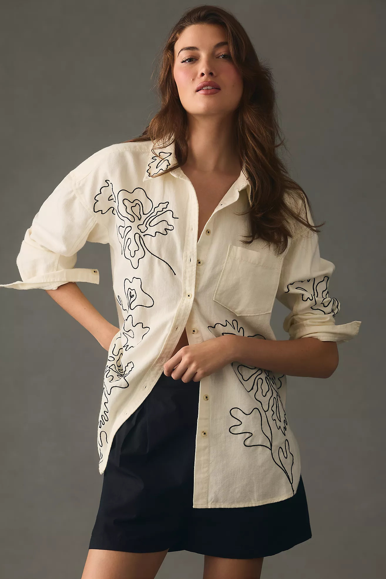 Pilcro Moonflower Buttondown Shirt | Anthropologie (US)