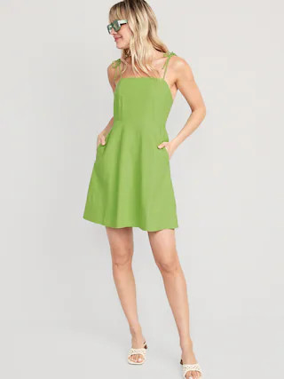 Fit & Flare Floral Tie-Shoulder Mini Cami Dress for Women | Old Navy (CA)