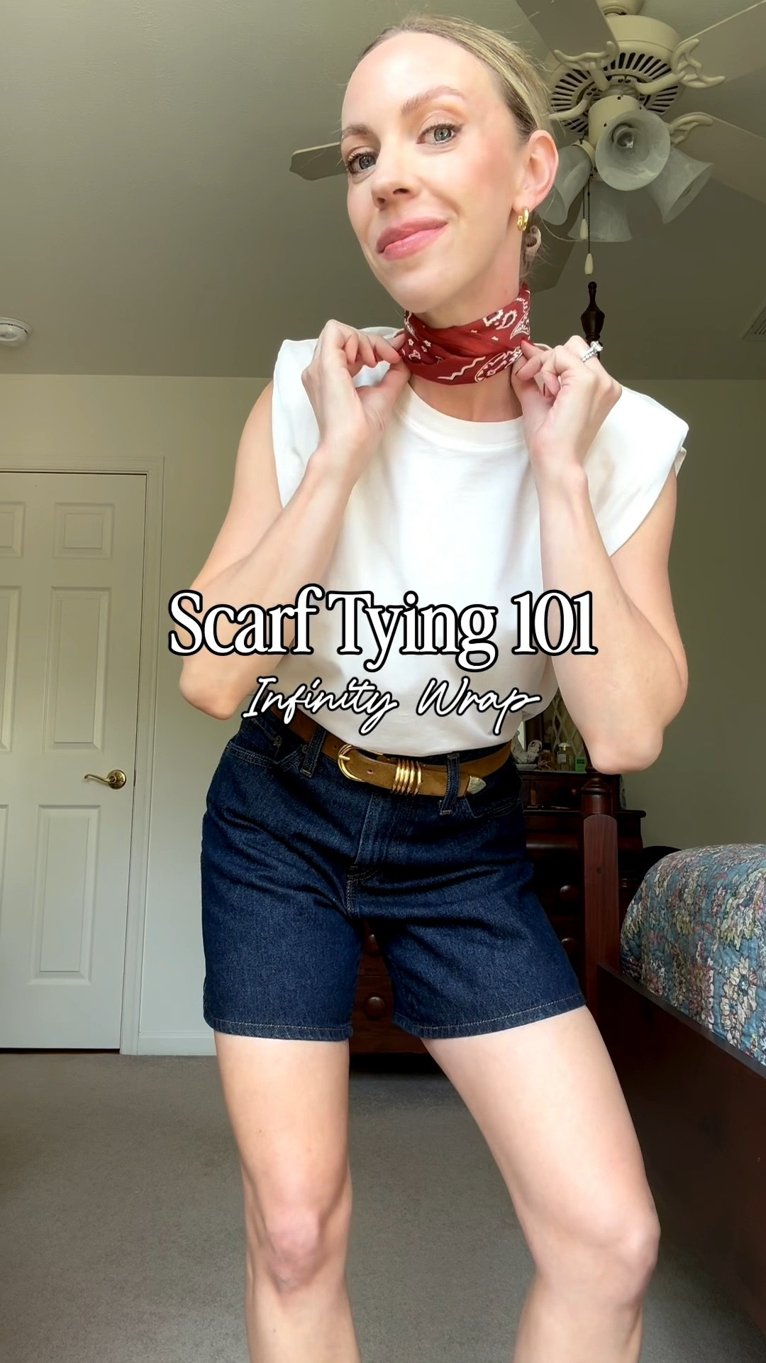 Silk scarf tutorial, how to tie bandana scarves, @Madewell silk bandana scarf

#LTKSeasonal #LTKSaleAlert #LTKOver40