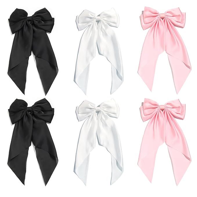 SUSULU 6pcs Large Hair Bows Big Bow Hair Barrette Clips for Women Girls,French Hair Bowknot with ... | Amazon (US)