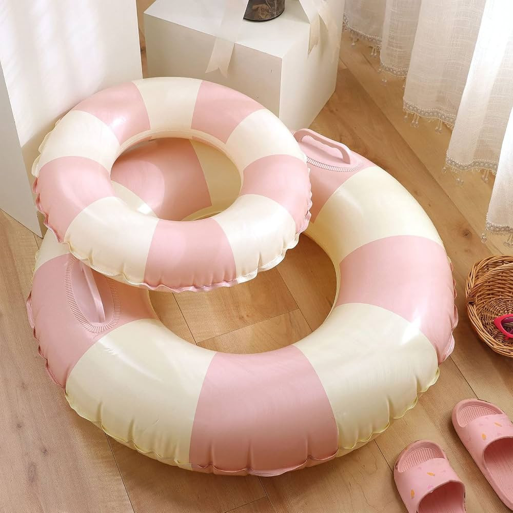 Inflatable Swimming Ring, Retro Striped Swim Floating Ring Underarm Ring, Summer Pool Floaties PV... | Amazon (US)