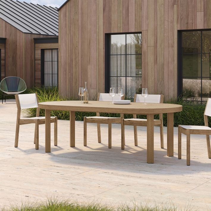 Portside Outdoor Round Expandable Dining Table (48"–93") | West Elm (US)