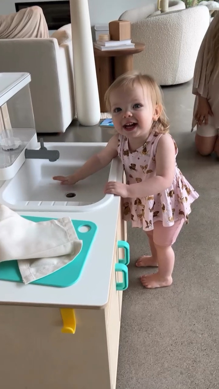 Ellie has shown a lot of interest in 2 things. One. She is really in to cleaning right now. She loves to help clean up her chair after she eats and clean up her toys after she plays! Another thing she is interested in, is cooking. We got her a stool so that she could watch us cook food and she is loving it! She loves to help pour and make different recipes! So I thought a little kitchen would be perfect for her! 

 #LTKKids #LTKHome #LTKFamily