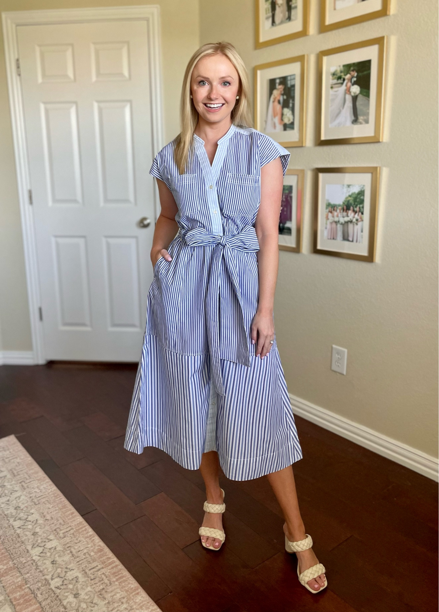 Wearing an XS | striped dress, midi dress, shirt dress, work dress, blue and white dress, Walmart dress, summer dress, teacher dress 

#LTKstyletip #LTKSeasonal #LTKFind