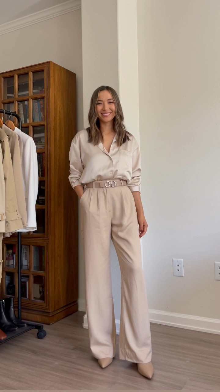 Work to weekend outfit 
Abercrombie 15% off 2 items 
• Blouse: runs big, recommend sizing down . Wearing xs but could have gone with xxs 
• Wide leg pants: wearing the lightweight pants but recommend the regular pants for the fall season 
•jeans: tts 25 regular 

#LTKSeasonal #LTKunder100 #LTKworkwear