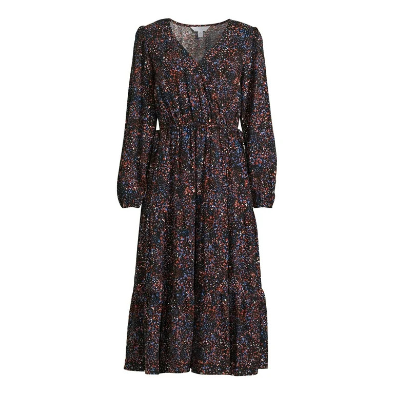 Time and Tru Women's Tiered Side Tie Dress, Sizes XS-XXXL | Walmart (US)