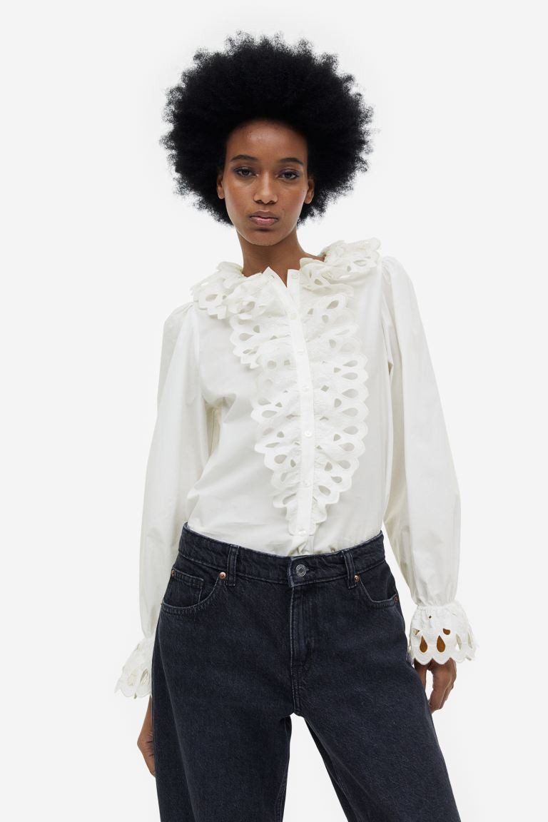 Blouse met broderie anglaise | H&M (DE, AT, CH, NL, FI)