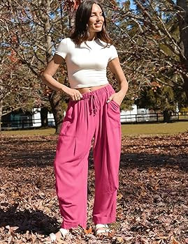 TARSE Women Linen Baggy Harem Pants Summer Drawstring Casual Lounge Pant 2026 Beach Travel Vacati... | Amazon (US)