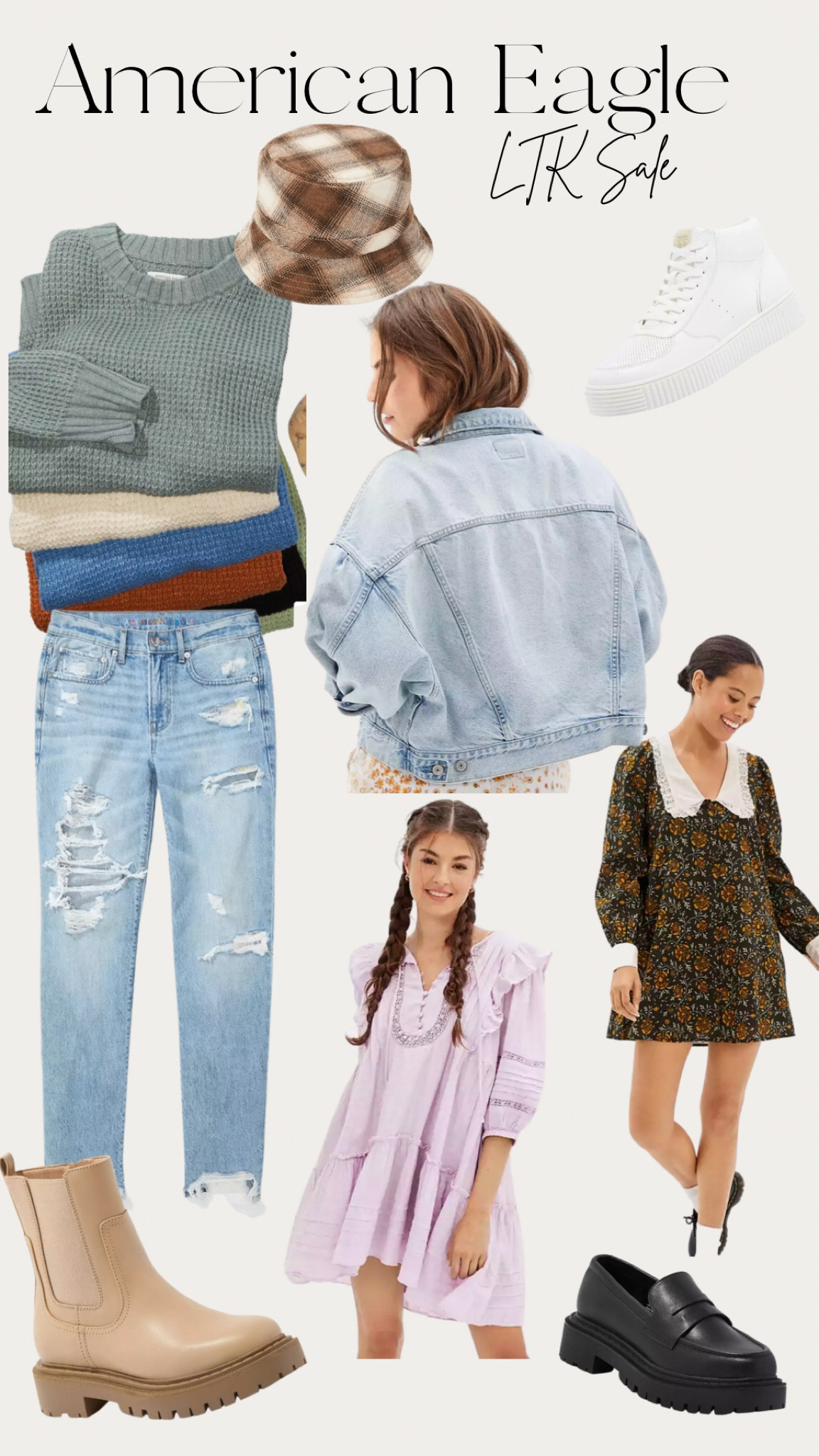 Some of my favorite new arrivals at #AmericanEagle. Oversized denim jacket, babydoll dress, mini dress, destroyed denim jeans, chenille sweaters. Everything is on sale until 9/30! 

#LTKsalealert #LTKSale #LTKstyletip