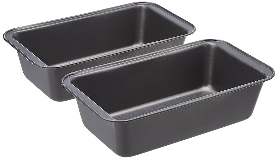 Amazon Basics Rectangular Baking Bread Loaf Pan, 9.5 x 5 Inch, Set of 2, Gray | Amazon (US)