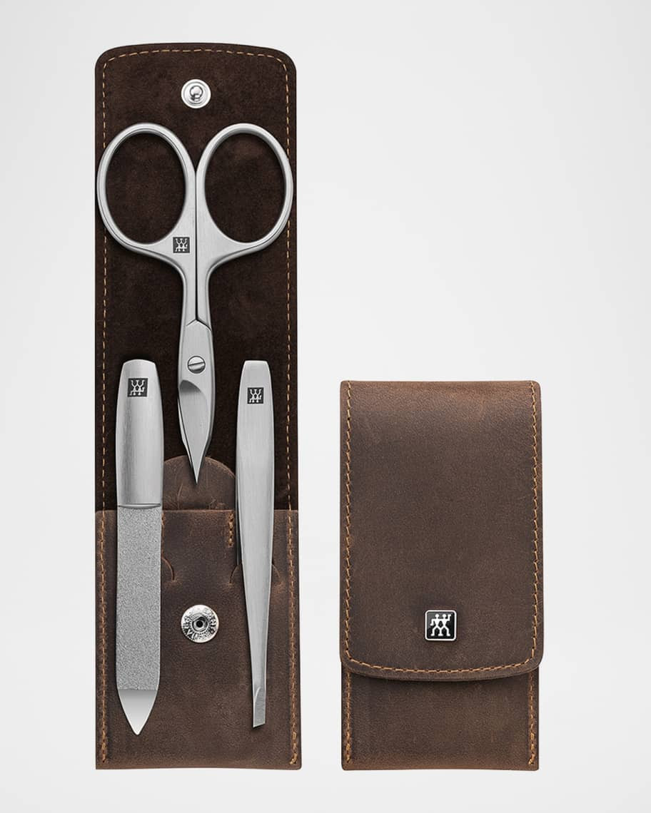 Zwilling Beauty Premium 4-Piece Brown Leather Case Set | Neiman Marcus
