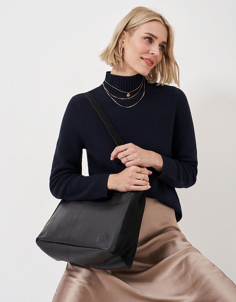 Women's Unlined Hobo Tote Bag - Black from Crew Clothing Company | Crew Clothing (UK)