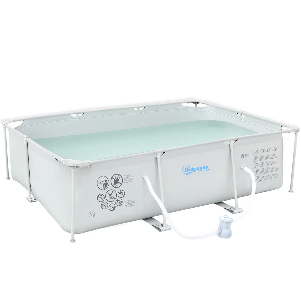 Outsunny Steel Frame Swimming Pool w/ Filter Pump and Reinforced Sidewalls, Grey | eBay UK