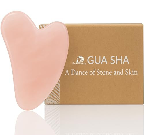 DoSensePro Rose Quartz Gua Sha Facial Tool Heart-Shaped Crystal for Puffiness, Lymphatic Drainage & Facial Sculpting – Hand-Carved Brazilian Stone for Face, Neck & Body | Amazon (US)