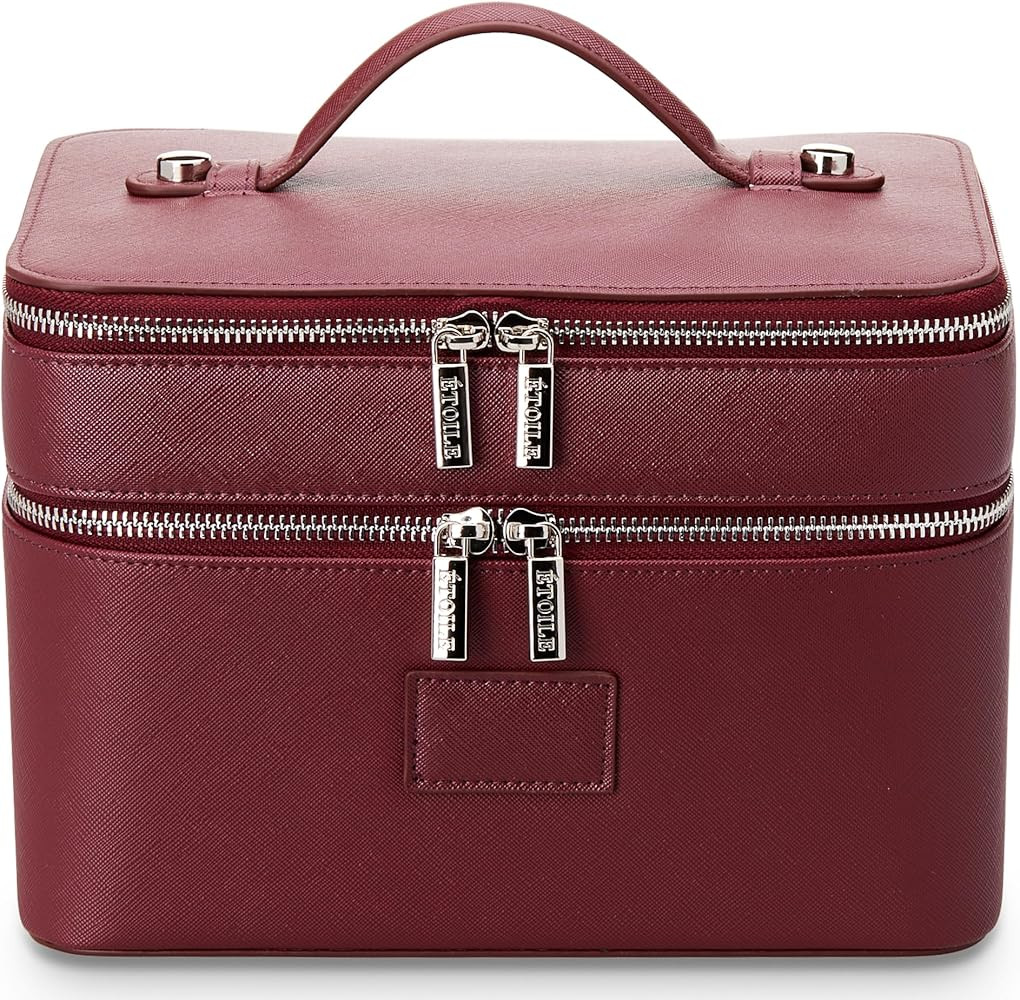 ETOILE - Duo Vanity Case Burgundy - Large Functional Travel Makeup Bag Organizer with Removable D... | Amazon (US)