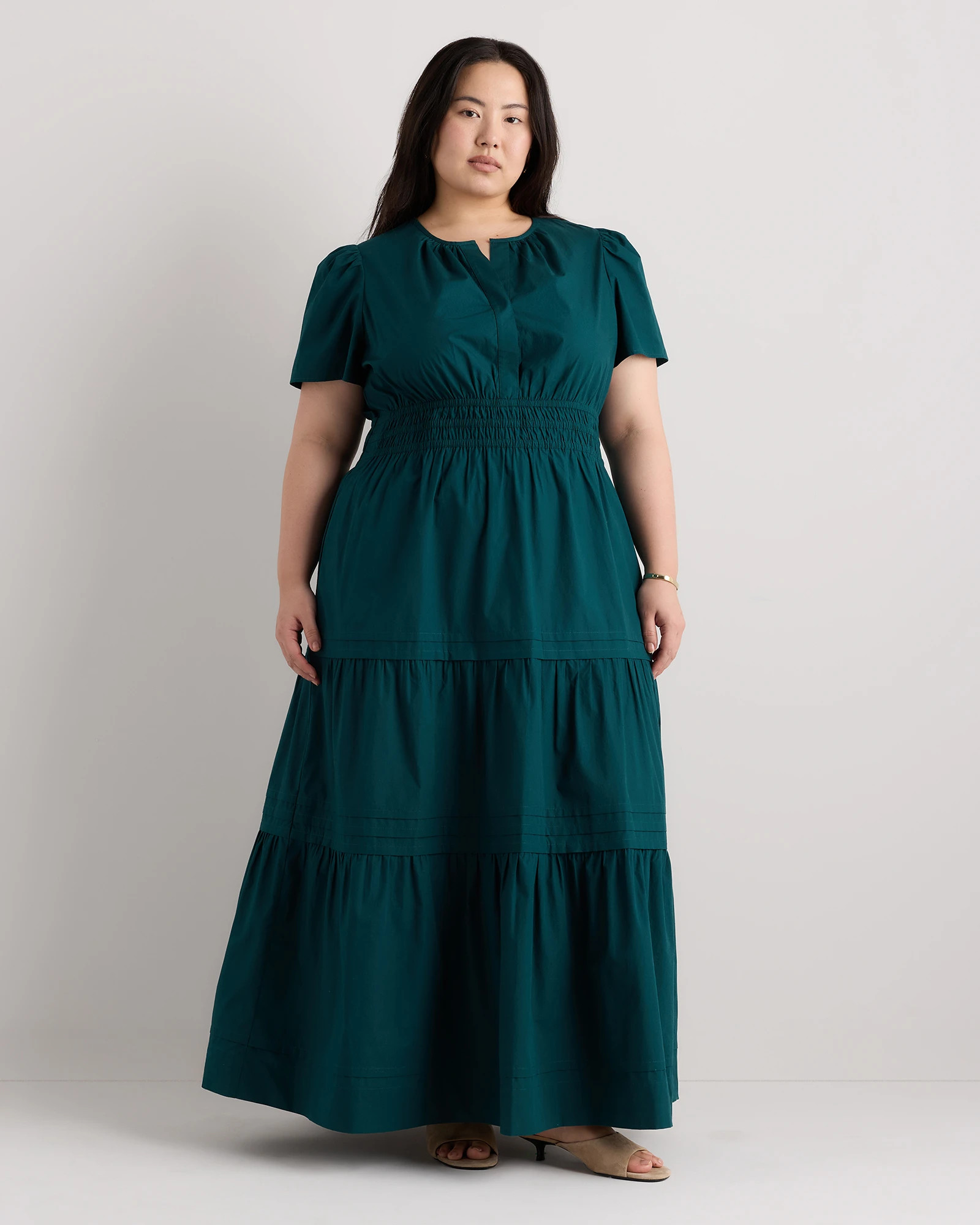 100% Organic Cotton Tiered Maxi Dress - Plus Size in Black | Quince