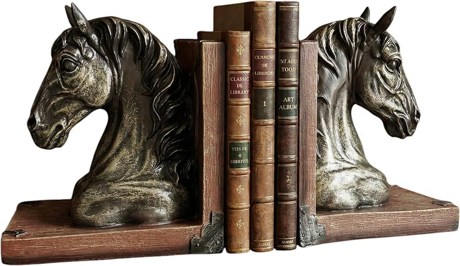 Horse Bookends Decorative Vintage Rustic Heavy Duty Book Ends Holders Stopper Unique Modern Farmh... | Amazon (US)