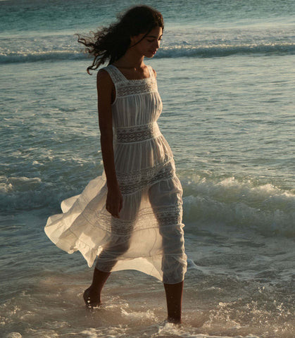 D�?EN Simona Dress -- Salt - Size - M Prairie Vintage-inspired Effortless | DOEN